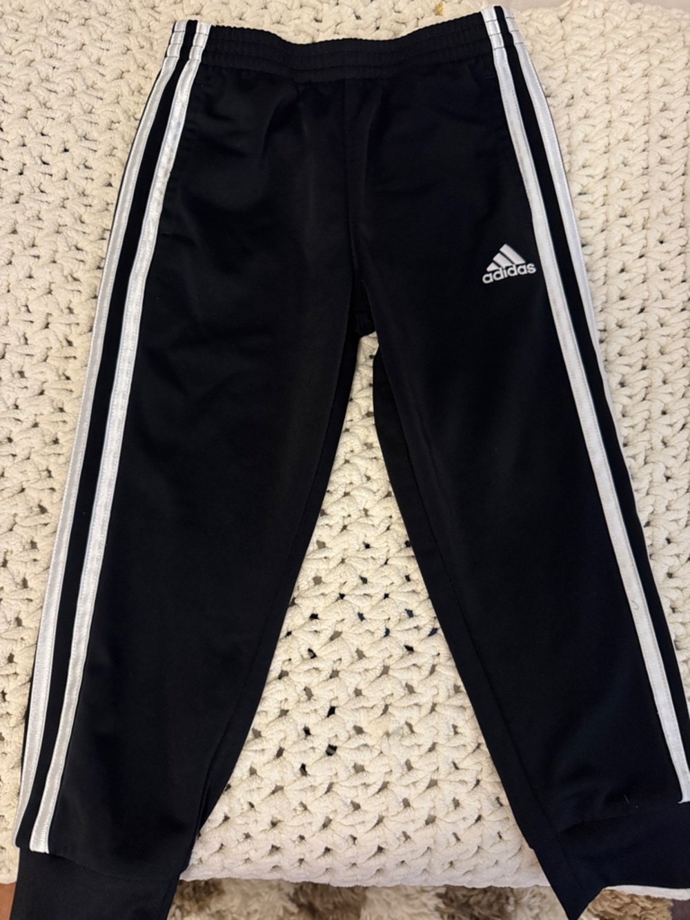 adidas Black Joggers with White Side Stripes